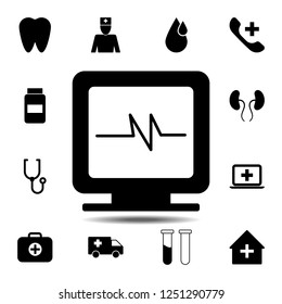 pulse on the monitor icon. Simple glyph vector element of Medecine set icons for UI and UX, website or mobile application