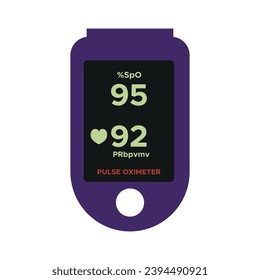 Pulse oximeter, a doctor's instrument for measuring pulse and oxygen in the blood. Vector illustration on a white background isolated