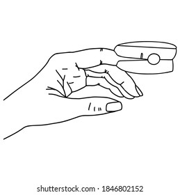 Pulse Oximeter, finger digital device to measure person's oxygen saturation. Reduced oxygenation is an emergency sign of pneumonia, for instance caused by coronavirus. . Vector illustration eps10.