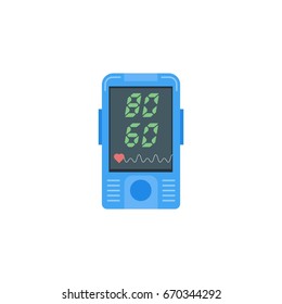 Pulse Oximeter Icon. Pulse Measurement, Determining Heart Rate. Vector Illustration.