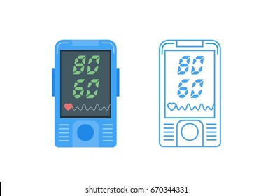 Pulse Oximeter Icon. Pulse Measurement, Determining Heart Rate. Vector Illustration.