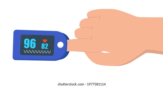 Pulse Oximeter On Finger. Digital Device To Measure Oxygen Saturation. Premium Vector
