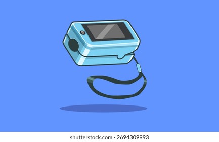 Pulse Oximeter Vector Illustration Blue Lanyard