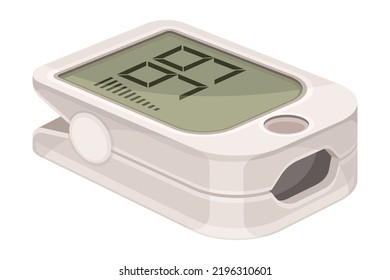 Pulse Oximetry As Medical Sensor Device For Monitoring Oxygen Saturation Vector Illustration