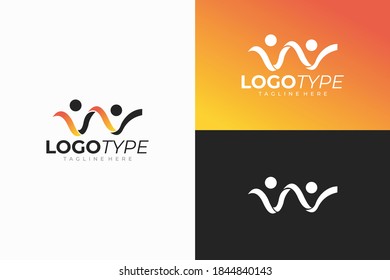 icono del logotipo de personas de pulso aislado