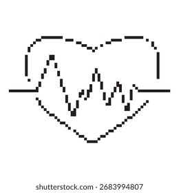 ícone de pixel de pulso, 8 bits. Ilustração isolada de vetor.