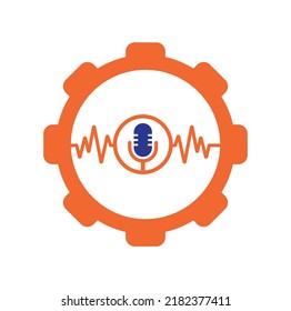 Pulse Podcast Form Konzept Logo Vektorgrafik. Design-Vorlage für Podcast-Heartbeat-Logos