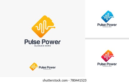 Pulse Power logo designs vector, Health Battery logo template