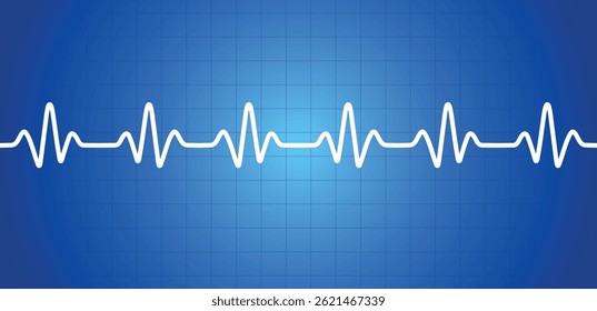 Pulse rate blue background stock illustrations. Heartbeat Waveform on Blue Grid.