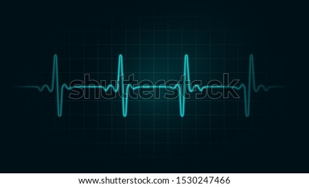 Pulse rate Line on green chart background of monitor. Illustration about heart rate and Cardiogram.