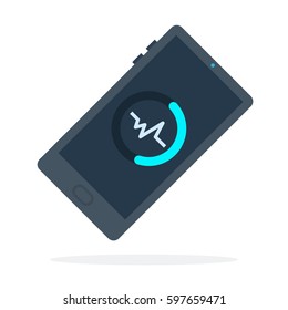 Pulse rate on the smart phone vector flat material design isolated on white