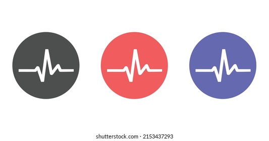 Pulse rate vector icon. Cardiogram concept flat design icon vector illustration isolated on white background in three different colors.