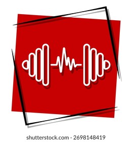 pulse, red banner in a frame. Vector illustration on a white background.