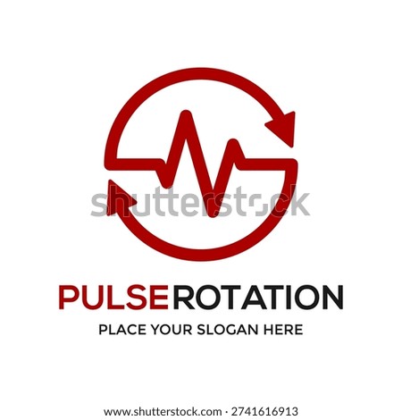 Pulse rotation logo featuring a heartbeat rhythm line within a circular arrow frame for health and motion.