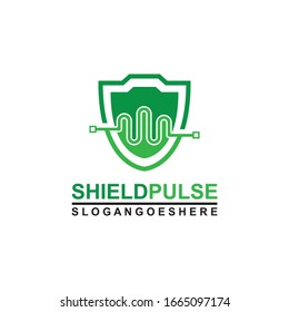 Pulse and Shield Logo Template Design Vector for Business Medical, Emblem, Design concept, Creative Symbol, Icon