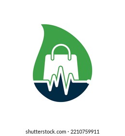 Pulse Shop drop shape concept Logo Template Design Vector. Health Bag Logo designs concept vector. Health Shop logo template