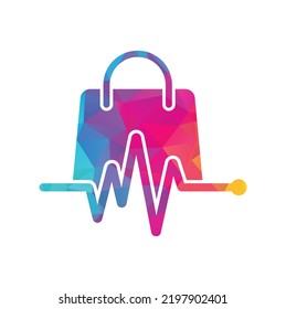 Vector de diseño de plantillas de logotipo de tienda de impulsos. Vector de concepto del logotipo de la bolsa de mantenimiento. Plantilla de logotipo de Health Shop.