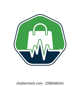 Pulse Shop Logo Template Design Vector. Health Bag Logo designs concept vector. Health Shop logo template