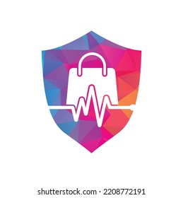 Pulse Shop Logo Template Design Vector. Health Bag Logo designs concept vector. Health Shop logo template
