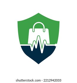 Vector de diseño de plantillas de logotipo de tienda de impulsos. Vector de concepto del logotipo de la bolsa de mantenimiento. Plantilla de logotipo de Health Shop