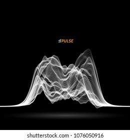 Pulse or signal vibration on black background. Vector Illustration.