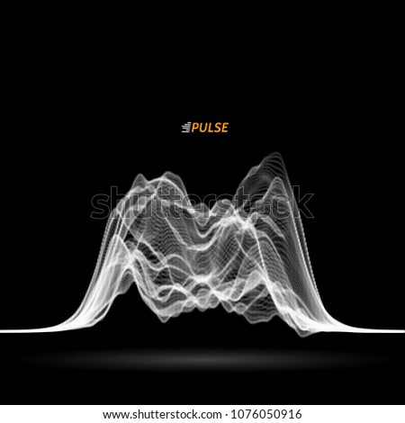 Pulse or signal vibration on black background. Vector Illustration.