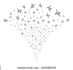 Pulse stream fountain. Vector illustration style is flat iconic symbols. Object fountain combined from random pictograms as pulse fireworks.