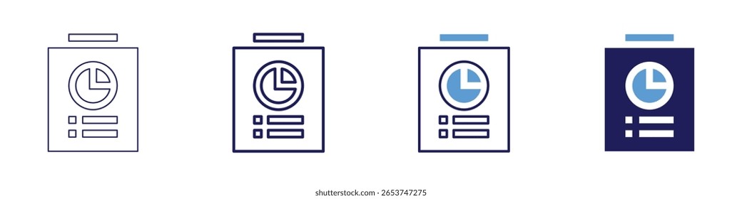 Icono de Encuesta de pulso en 4 estilos diferentes. Línea delgada, línea, línea en negrita, duotono. Estilo duotono. Trazo editable.