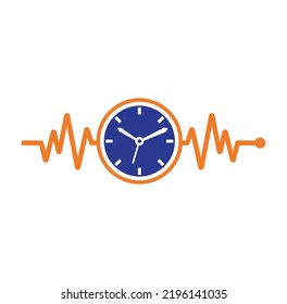 Pulse Time Logo Template Design Vector. Heart beat and time logo design icon.