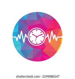 Pulse Time Logo Template Design Vector. Heart beat and time logo design icon.