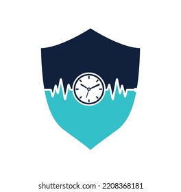 Pulse Time Logo Template Design Vector. Heart beat and time logo design icon.