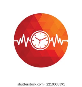 Pulse Time Logo Template Design Vector. Heart beat and time logo design icon.