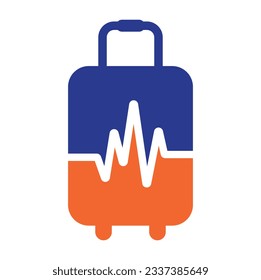 Pulse travel logo design vector. Pulse and Briefcase logo vector illustration.