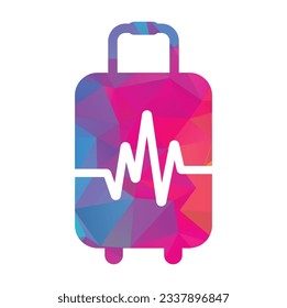 Pulse travel logo design vector. Pulse and Briefcase logo vector illustration.