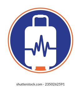 Pulse travel logo design vector. Pulse and Briefcase logo vector illustration.