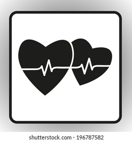 Pulse two hearts.vector illustration. Flat design style