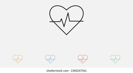 Icono vector de impulso. Ilustración vectorial de icono de latido cardíaco. El icono del corazón y el cardiograma. Conjunto de coloridos iconos de diseño plano.