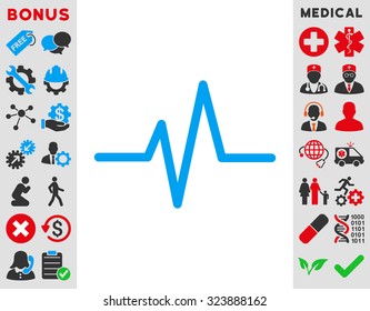 Pulse vector icon. Style is bicolor flat symbol, blue and gray colors, rounded angles, white background.