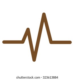 Pulse vector icon. Style is flat symbol, brown color, rounded angles, white background.