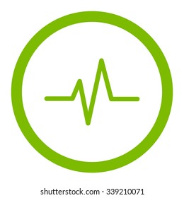 Pulse vector icon. Style is flat rounded symbol, eco green color, rounded angles, white background.