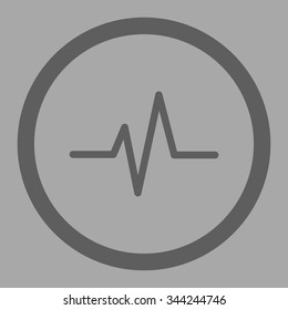 Pulse vector icon. Style is flat rounded symbol, dark gray color, rounded angles, silver background.