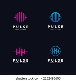 Pulse Wave  logo Vector. Creative Sound waves  logo concept design template