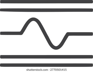Pulse wave signal constrained between two horizontal parallel lines