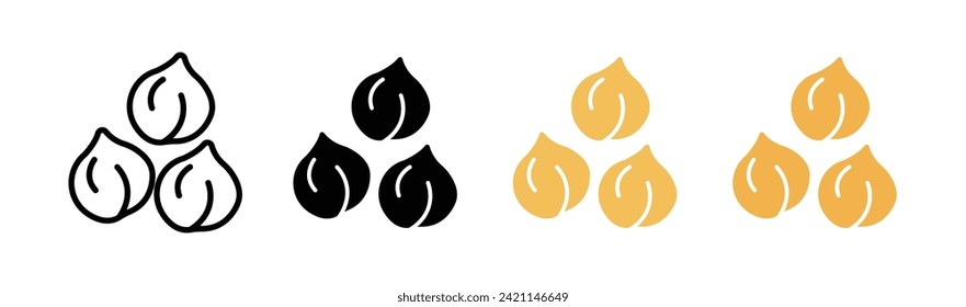 Pulses snack line icon. Bean dish icon in black and white color.