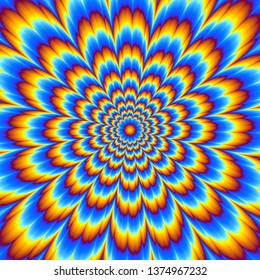 Pulsing blue flower. Optical illusion of movement.