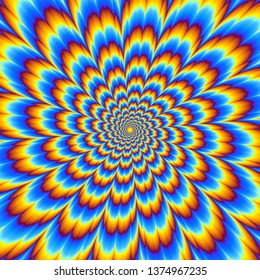 Pulsing blue flower. Optical illusion of movement.