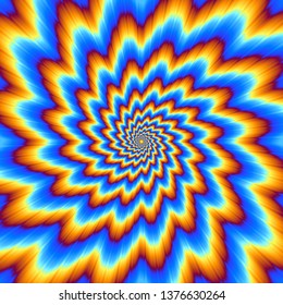 Pulsing blue flower. Optical illusion of movement.