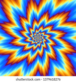 Pulsing blue flower. Optical illusion of movement.