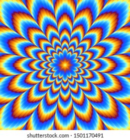 Pulsing blue flower. Optical illusion of movement.