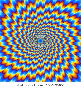 Pulsing blue flower. Optical illusion of movement.